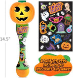 ArtCreativity Halloween Bubble Wand for Kids (2 Pack), 14" Light Up Pumpkin Bubble Wand with LED & Halloween Music, Halloween Boo Basket Stuffers for Kids, Halloween Toys for Toddlers