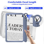 NZQXJXZ 30X 6X Reading Magnifier for Seniors Large, Large and Lightweight Magnifying Glass, Full Book Page Viewing Area, Perfect Handheld Magnifier for Reading Small Prints and Low Vision,Blue