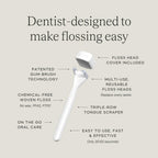 Slate Flosser Mini - Reusable Floss Pick with Gum Brush & Tongue Scraper, Dentist-Invented, PFAS/PTFE-Free, Travel-Ready | White Mini Flosser 2-Pack