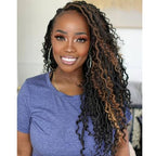 LIYATE 24 Inch Goddess Locs Crochet Hair Boho Faux Locs Crochet Hair for Black Women Soft Locs Crochet Braids With Curly End, 6 Packs 1B