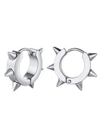 Richsteel Silver Hoop Earrings for Men, Stainless Steel Punk Spike Earrings