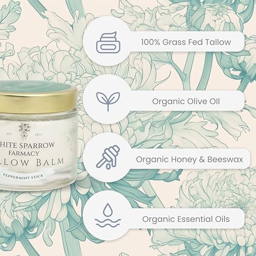 Organic Grass Fed Tallow Balm - (Peppermint) Organic Tallow from Grass Fed Cows & All Organic Ingredients. For Face and Body. (2.0 oz)…