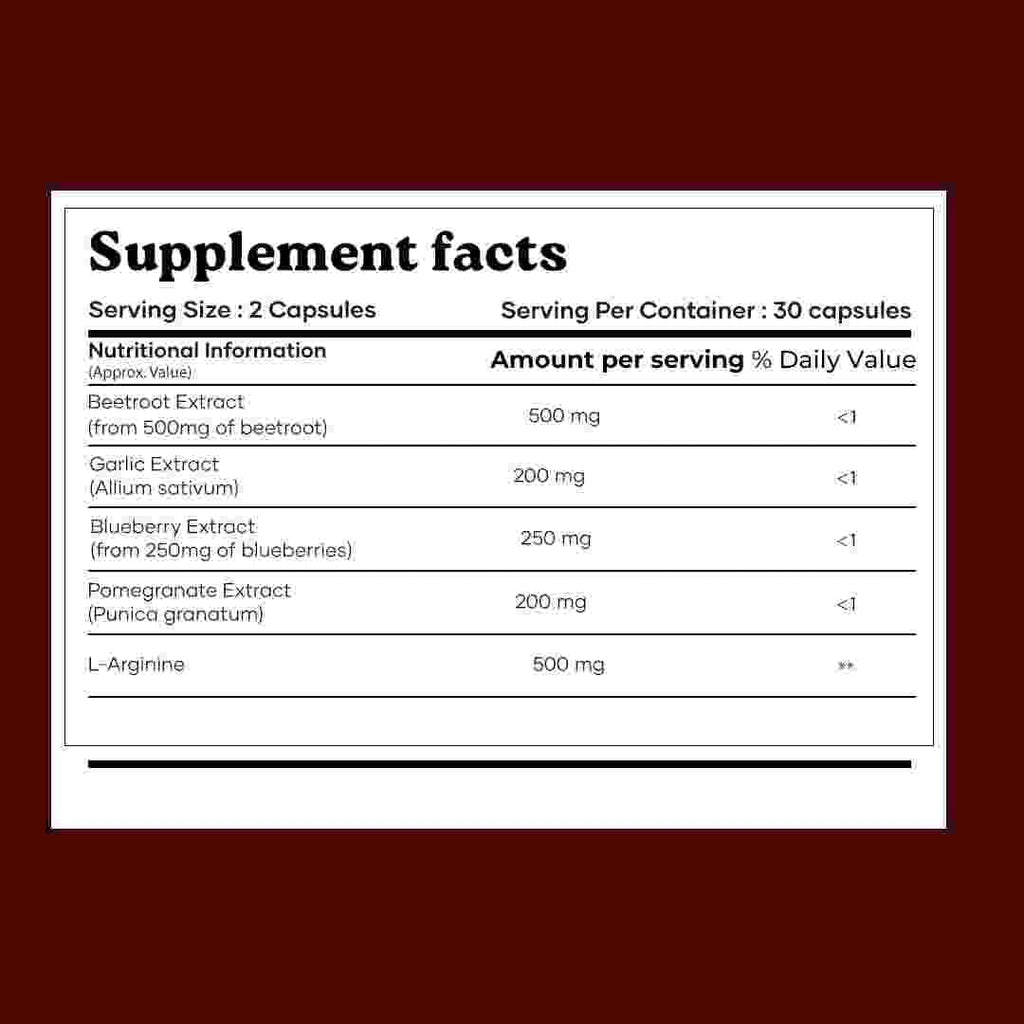 Mars Beetroot Capsules with L-Arginine, Garlic, Pomegranate & Blueberry, Nitric Oxide Booster Supplement, Pack of 2
