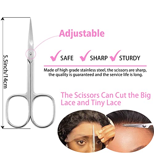 Goiple 11 PCS Wig Kit for Lace Front Wigs for Beginners, Hair Wax Stick Lace Melting Elastic Band for Wigs, Edge Laying Scarf, Eyebrow Razor, Tweezer, Edge Brush, Wig Band, Mini Scissor, Comb (Black)