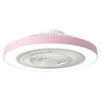 Depuley Bedroom Ceiling Fan with Light: 19" Modern LED Flush Mount Low Profile Ceiling Fans with Remote & Smart APP Control - Pink Enclosed Bladeless Fandelier Dimmable Quiet DC Motor for Kids Room
