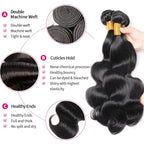 12A Human Hair Bundles Body Wave Bundles Human Hair 14 14 14 Inch 100% Unprocessed Brazilian Virgin Hair Body Wave 3 Bundles Human Hair Extensions for Black Women Natural Color