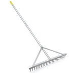 Colwelt Landscape Rake - 24Tines, Aluminum Head with 68" Handle, 24" Width for Beach & Lawn Care