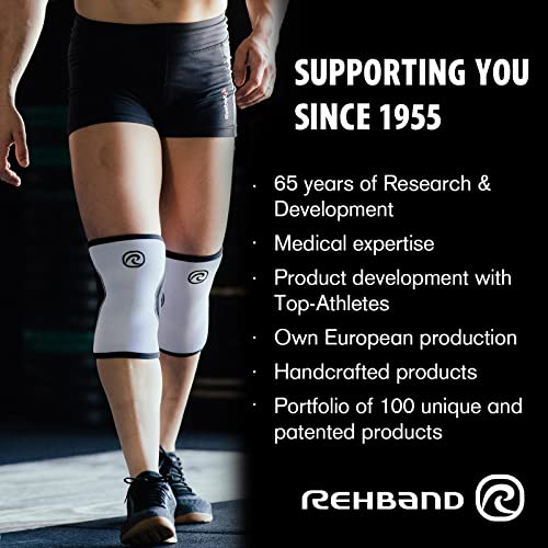 Rehband 7mm Power Max Knee Compression Sleeve for Strength Sports, Competition Grade, Neoprene Knee Sleeves for Bodybuilding & Heavy Powerlifting, Colour:Blue - 1 Pair, Size:Medium