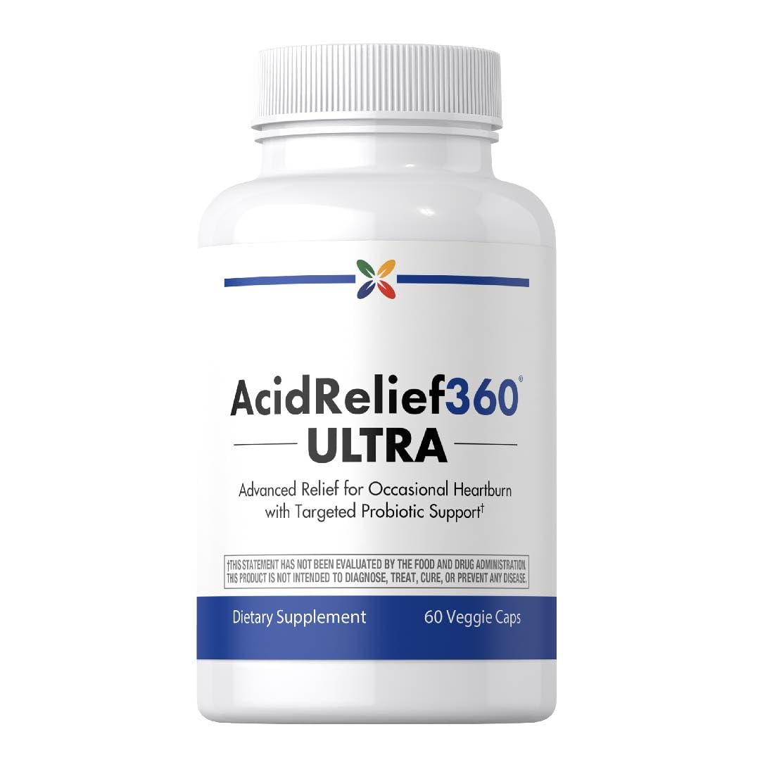 Stop Aging Now - Acid Relief Supplement - 60 Vegetable Capsules - with Probiotic Support