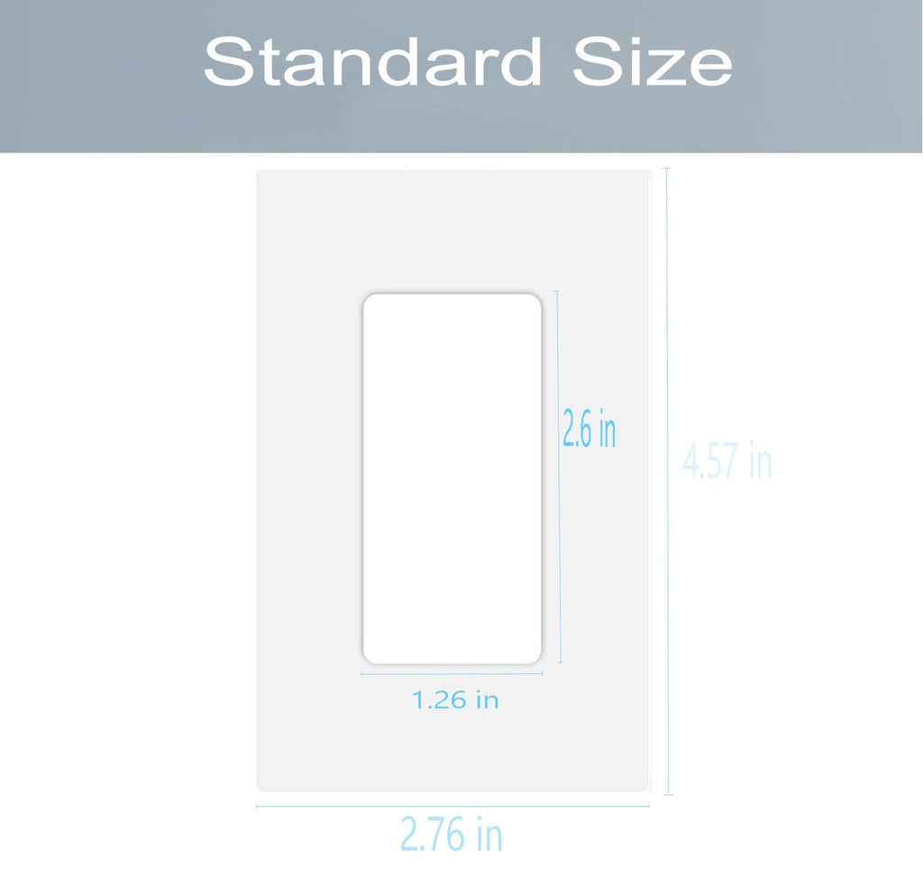 1-Gang Screwless Decorator Wall Plate Cover Single Switch Outlet Electrical Faceplate for Light Switch, Smart Switch, Receptacle, Dimmers, USB Outlet, GFCI, Child Safe Cover Plate, White (10-Pack)