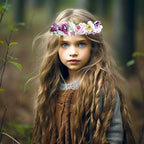 Vivivalue Women Flower Crown Rose Floral Headband Hair Wreath Flower Headpiece Halo Boho with Ribbon Wedding Party Festival Photos