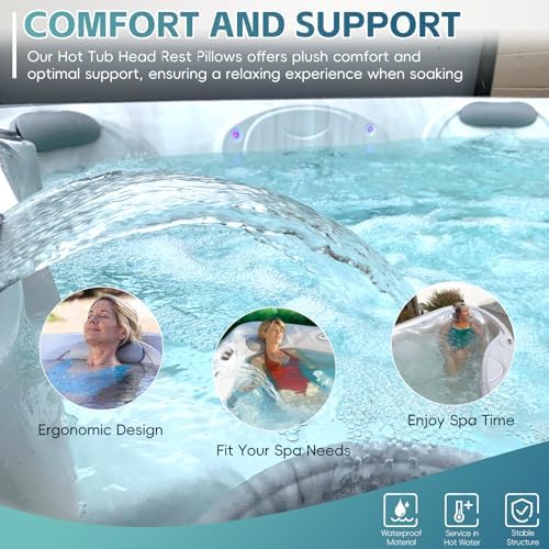 2 Pack 77444 Grey Pillow Replacement for Hot Spring/Hot Spot Watkins Hot Tub 2015-2019 Spa Model, Hot Tub Spa Head Rest Pillows Fits Hot Spot Relay Rhythm SX Tempo TX Spa Neck Pillow