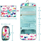 Fintie Portable Toiletry Cosmetic Travel Bag, Large Water Resistant Hanging Makeup Organizer Storage Pouch Case for Women Girls (Raining Hearts)