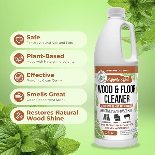 Mighty Mint Wood & Floor Cleaner Concentrate, Non-Toxic, Cleaning Soap for Hardwood and Floors, Natural Mint Scent, 32oz