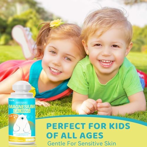 Kids Magnesium Cream, Magnesium Lotion for Kids Sleep, Supports Children Bedtime & Night Calming, Roll-On Applicator Design, 60ml 2oz