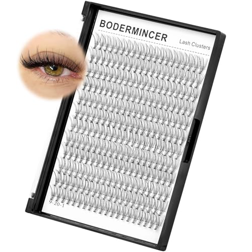 Bodermincer Black/Colored Cluster Lashes 240pcs 20D/40D DIY Eyelash Extension D Curl Long Individual Lashes Mixed Tray Faux Mink Lash Clusters Extensions 8-22mm (10D-10mm)