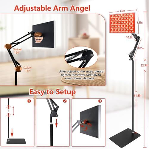 Red Light Therapy for Body Face,Infrared Light Therapy with Stand, Red Light Therapy Lamp Panel, 660nm Red Light and 850nm LED Near Infrared Light Therapy Device for Full Body Skin Muscle Sleeping