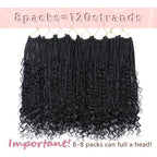 Crochet Hair for Black Women,18 Inch Pre Looped 8 Packs Goddess Box Braids Crochet Hair,Boho Box Crochet Braids with Curly Ends,Bohemian Box Knotless Braids Synthetic Hair Extensions,#1B