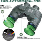 USCAMEL 10X50 Marine Binoculars for Adults with Rangefinder Compass, Waterproof Marine Binoculars for Sailing Boating Fishing