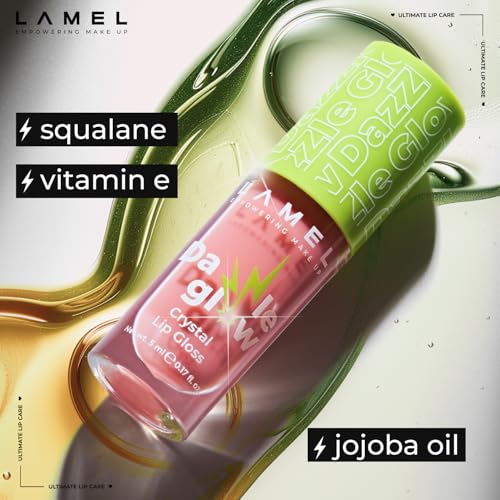 Lamel Dazzle Glow Crystal Clear Lip Gloss - Hydrating, Non Sticky, High-Glossy Lip Gloss - 408 Cherry Cola