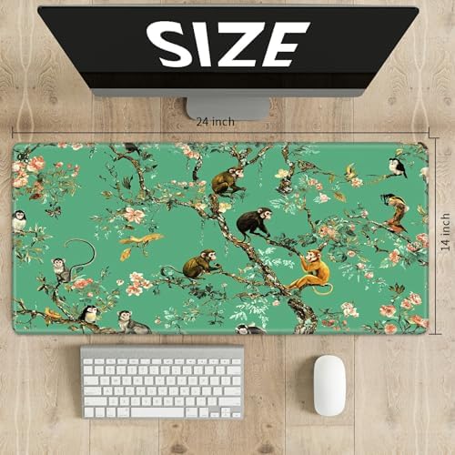 Playmats for Magic: The Gathering MTG Card Game Mat Plus 50 Pcs Card Sleeves, 24 x 14 inch TCG Mat with Stitched Edge for Commander Deck Duskmourn Board Game, Monkeys