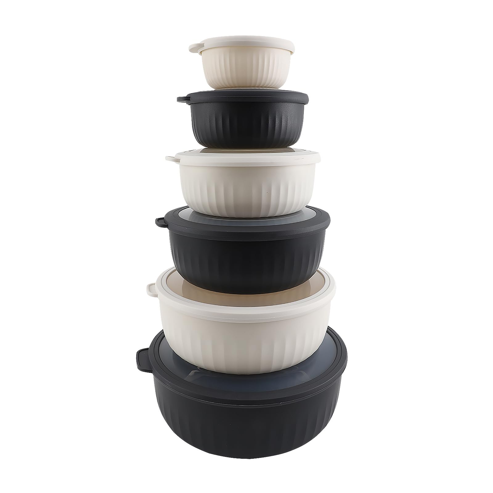 COOK WITH COLOR Prep Bowls with Lids- Wide and Deep Nesting Plastic Small Mixing Bowl Set with Lids, 12 Piece Set - Wide Bowls, Speckled Black