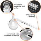 QWORK Distillation Retort, 250ml Lab Distillation Apparatus with Round Bottom and Ground Glass Stopper, for Distilling High Boiling Liquids