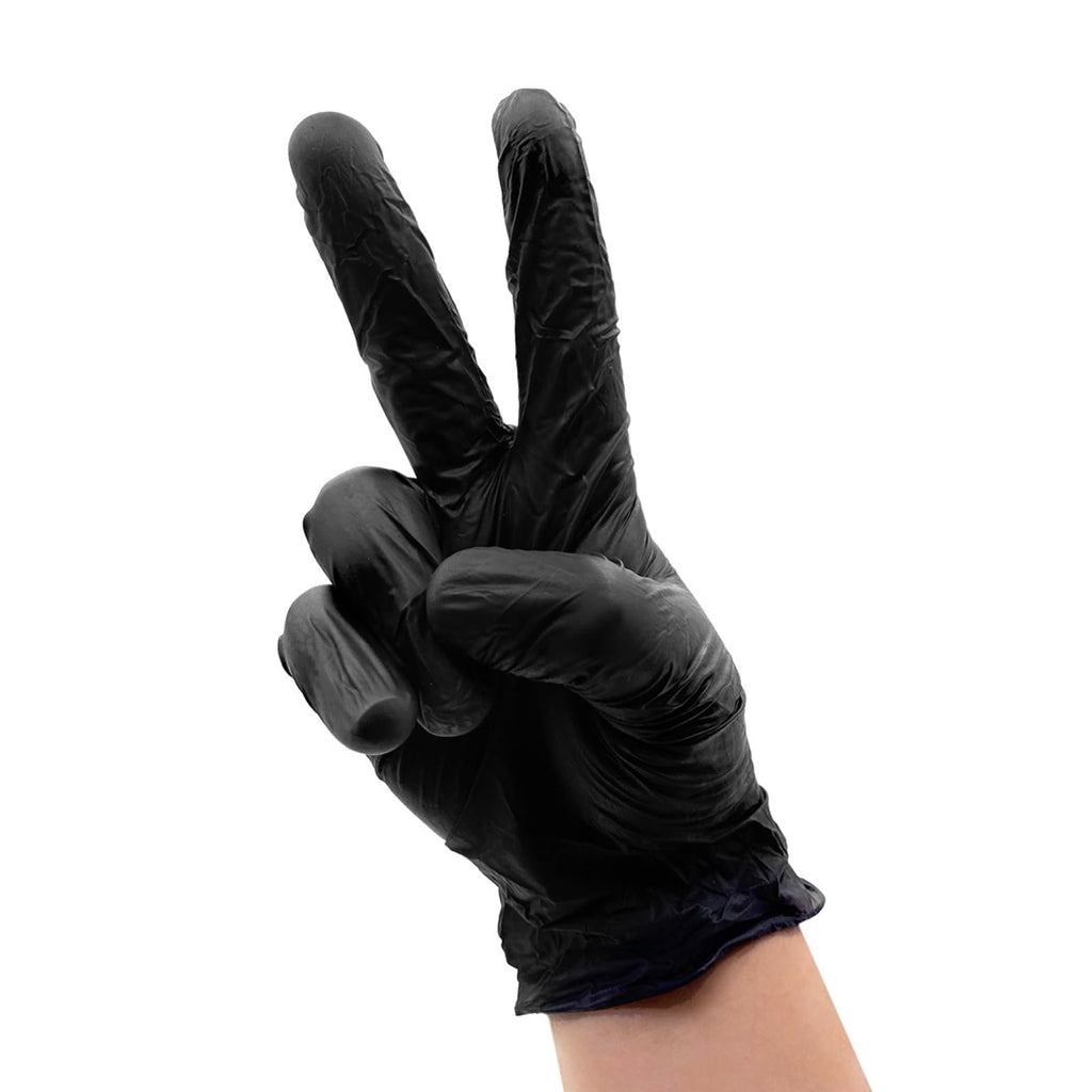 Colortrak Black Vinyl Gloves, Disposable Latex-Free & Powder-Free Hair Color Gloves for Chemical Processing & Salon Services, 1000 Count (10 Boxes), Large