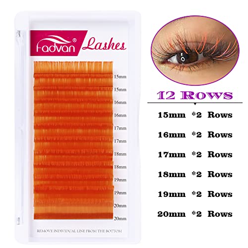 Volume Eyelash Extensions D Curl 0.07 15-20mm Mixed Tray Color Lashes Extensions Orange Lash Extensions Easy Fan 3D-10D Rapid Blooming Lashes Extensions Colored by FADVAN (0.07mm-D, 15-20mm)