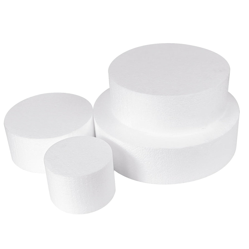 4 Tiers Foam Cake Dummies 4" 6" 8" 10", White Dummy Cakes Styrofoam Sets, 12 Inch Tall Fake Cake, Dummy Cake for Wedding Cake Supplies Decorating Birthday Wedding Display