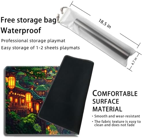MTG Playmat Magic Card Playmat Game Mat,TCG & CCG Card Games Mat with Free Storage Bags Size 24 x 14 Inches (No with Zones,House)
