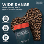 Magni Coffee - Whole Beans - Medium Roast - Low Acid - Single Origin USDA Organic Non-GMO Beans Third Party Tested For Mycotoxins & Pesticides - Fair Trade -12 Oz