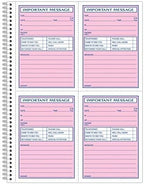 Adams Phone Message Book, 8.06 x 11 Inch, Spiral Bound, 2-Part, Carbonless, 4 Messages per Page, 400 Sets, White and Canary (S1187D)