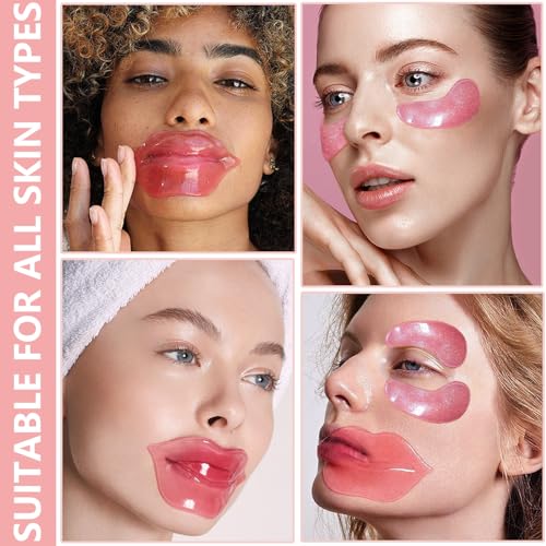 30 Pairs Lip Mask & Eye Mask,Under Eye Patches for Reducing Fine Lines & Dark Circles,Collagen Crystal Lip Patches for Lip Spa Daily Labial Masks Hydrating Lip Treatment Christmas Gifts