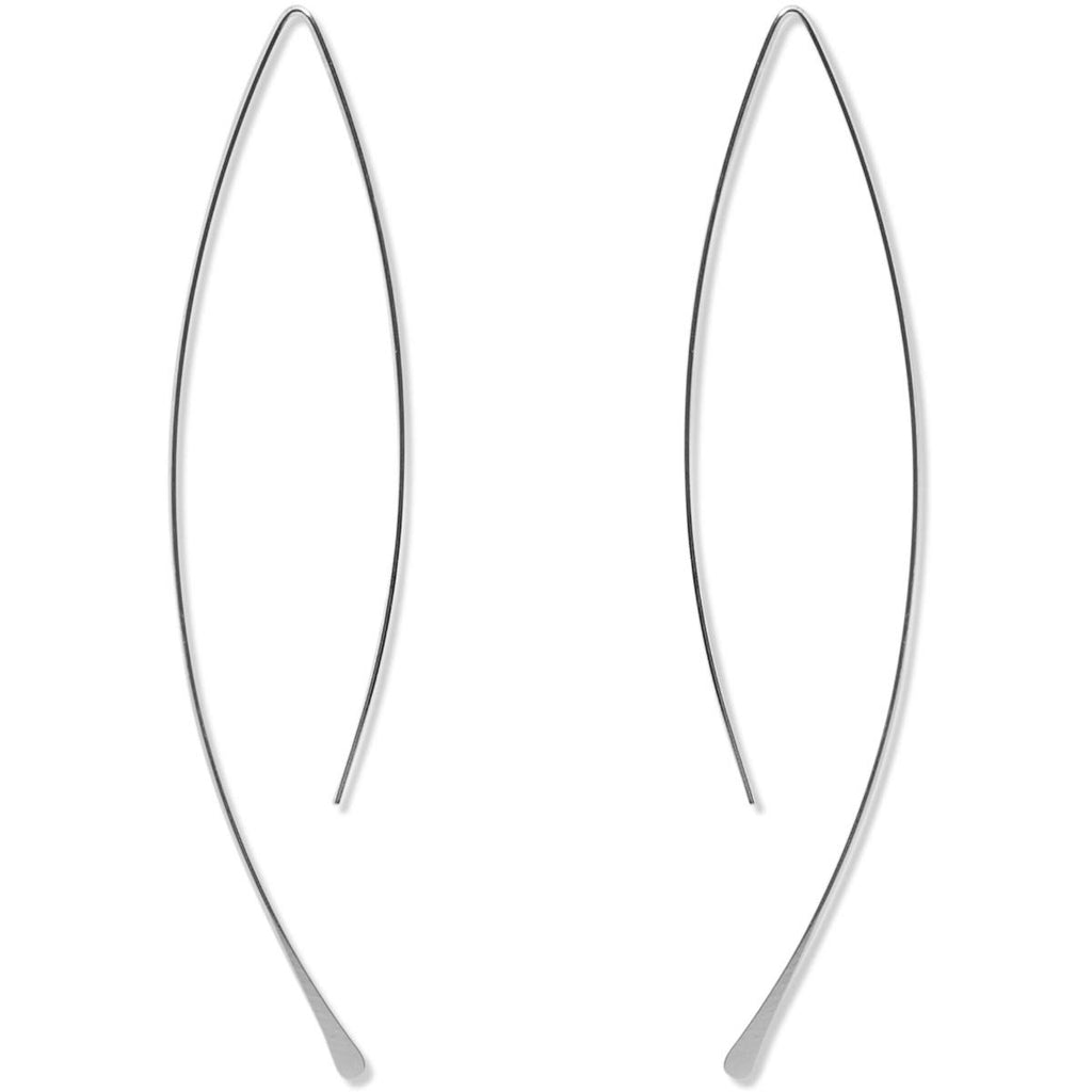 Upside Down Hoop Earrings - Sterling Silver Plated Threader Hoops for Women