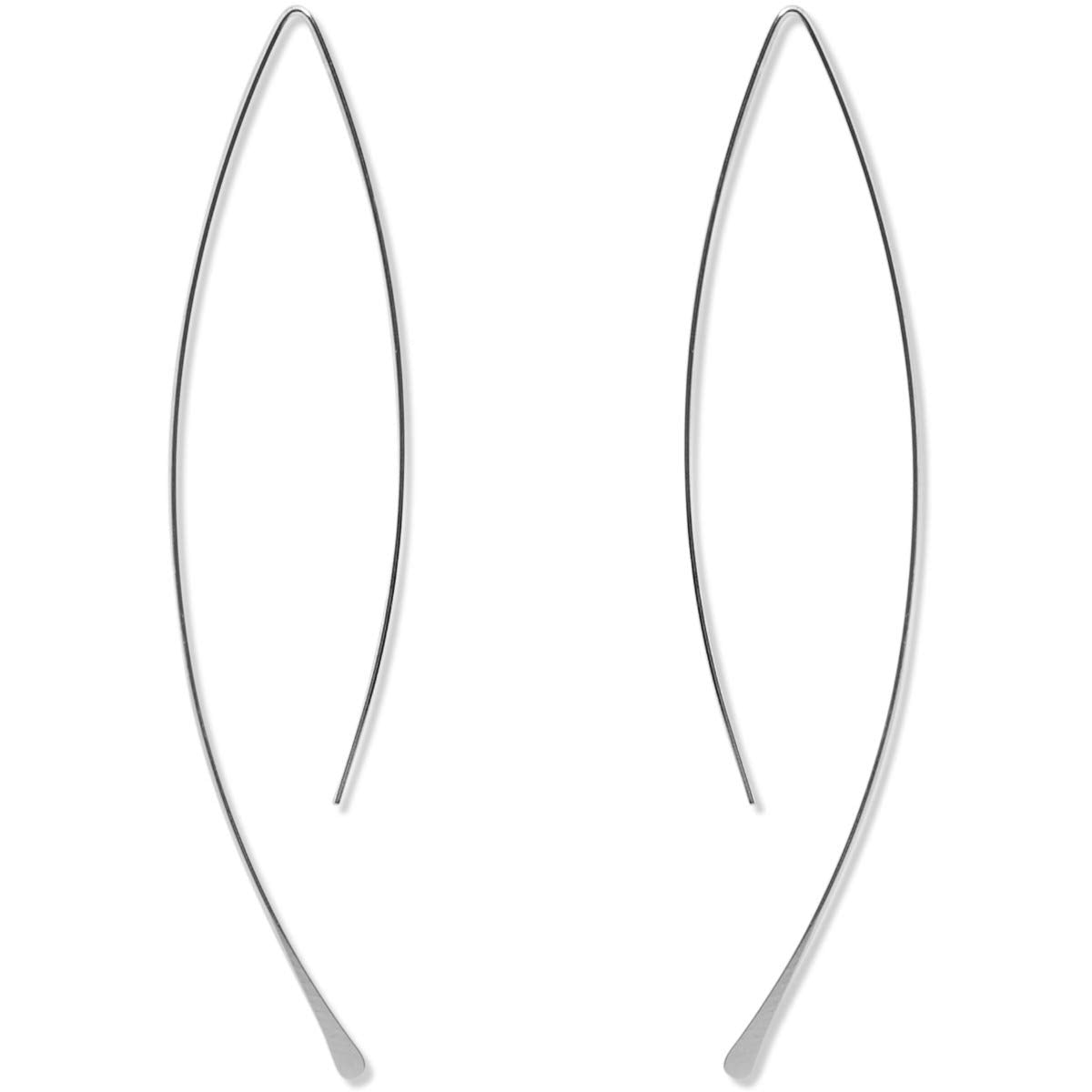 Upside Down Hoop Earrings - Sterling Silver Plated Threader Hoops for Women