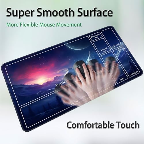 for MTG Game Playmat, for Magic TCG Rubber Play mat,Tabletop Card Playmats with Smooth Surface,Trading Card Inked Game Mat with New Zones,Battle Game,Snow Mountain Moon