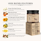 Beef Tallow and Honey Balm for Skin: Grass Fed Whipped Beef Tallow With Honey Face Body Moisturizer 4oz - Organic Unscented Fast Absorption Tallow Cream Infused with Manuka Honey Beeswax Olive Oil
