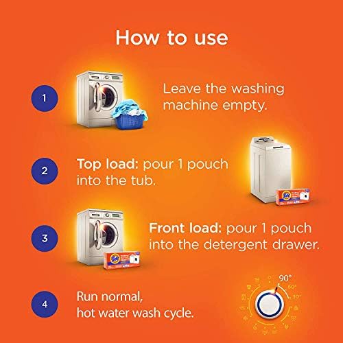 Washing Machine Cleaner by Tide, 10 Count, NEW Milder Scent with the Power of Oxi, Washer Machine Cleaner Powder Detergent for Front and Top Loader Machines (Packaging May Vary)