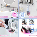 Boar Bristle Hair Brush, Curved Vented Detangler Brush Faster Blow Drying, Paddle Detangling Brush for Women Men Kids Wet Dry Long Curly Thick Straight Hair, Make Hair Shiny and Healthier(Purple+Blue)