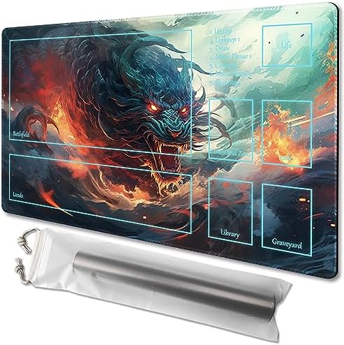 MTG Playmat Size 24x14in Free Storage Bags Non-Slip Backing, Ideal for Card Game Enthusiasts TCG Playmat (DBT3-Rebellion-With Zone)
