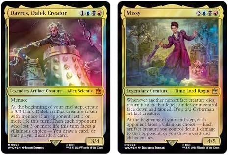 Magic: The Gathering Doctor Who Commander Deck - Masters of Evil (100-Card Deck, 2-Card Collector Booster Sample Pack + Accessories)