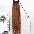 BLG Crochet Boho Box Braids with Human Hair Curls Brown Curly Human Hair Boho Crochet Braids with Curly Ends Pre Looped Bohemian Crochet Braids for Black Women 24 Inch 2 Pack 80 Strands