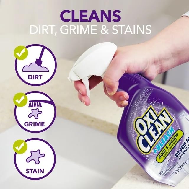 OxiClean plus Bleach, No Drip Foam, Mold & Mildew Bathroom Stain Remover 30 oz. Pack of 3