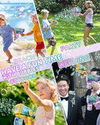 Bubble Gun 2 Packs for Kids, Automatic Bubble Machine with 2 Bottles &25 Bags Refill Solution, Bubble Maker Gifts for Kids, Outdoor Game Toys for Boys&Girls Ages 3+