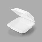 KARAT EARTH Clamshell Take Out Food Containers [8"x8" - 200 ct] To Go Containers | Microwavable, Freezer Safe, Soak-Resistant, Durable, Stackable | Vented for Hot/Cold Foods, White