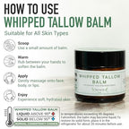 Whipped Tallow Balm (Tea Tree), Organic Body Butter Cream, Grass Fed Beef Tallow for Skin Moisturizer, All Natural Lotion, 2 oz