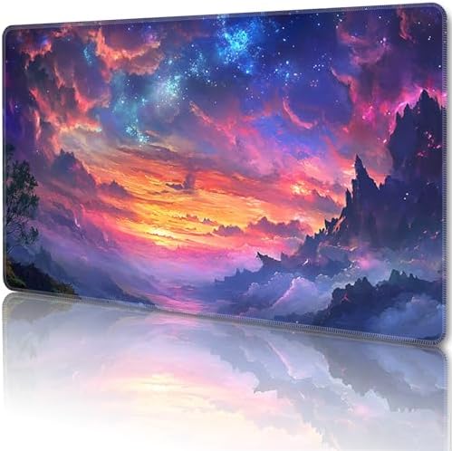 MTG Playmat Magic Card Playmat Game Mat,TCG & CCG Card Games Mat with Free Storage Bags Size 24 x 14 Inches (No with Zones,Cloud3)