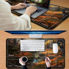 for MTG Game Playmat, for Magic TCG Rubber Play mat,Tabletop Card Playmats with Smooth Surface,Trading Card Inked Game Mat with Zones,Battle Game,Unmanned Forest