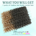 LIYATE 7 Packs Crochet Box Braids 24 Inch Boho Crochet Hair for Black Women Bohomian Crochet Braids Synthetic Pre Looped Goddess Box Braids Crochet Braiding Hair with Curly Ends, 1B/27